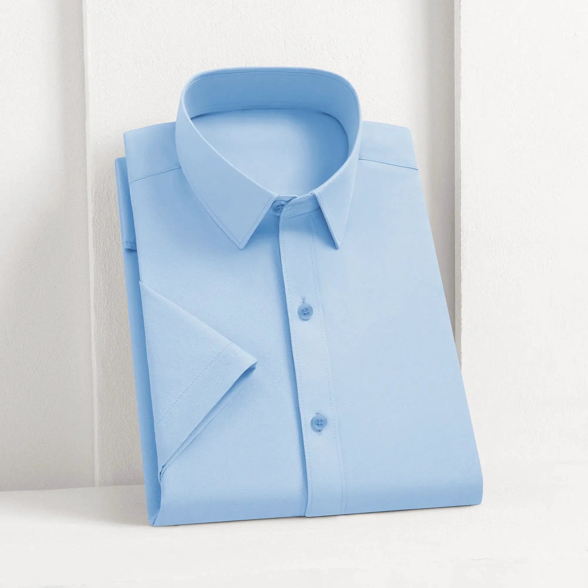 Men's light blue solid dress shirt by Simples Market with button-front placket