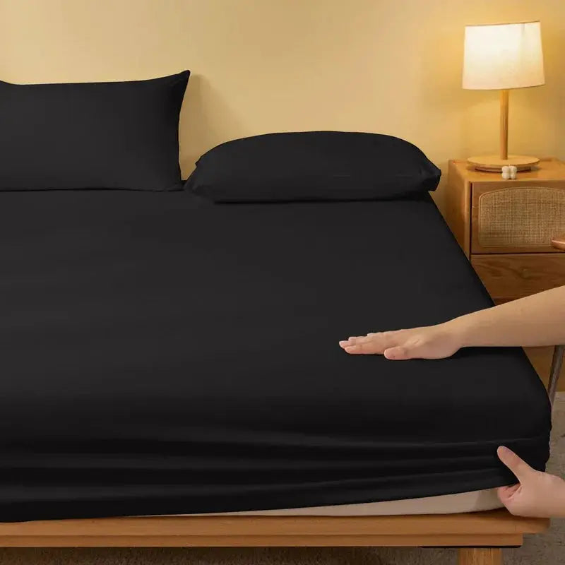 1 Piece Solid Pure Black Bedsheet For Bedroom Bedding Excludes Pillowcases Single Size