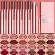 LuxeLips Six Piece Lip Liner Pen Set Long Lasting Waterproof Sweatproof Color Rendering for Precise Definition