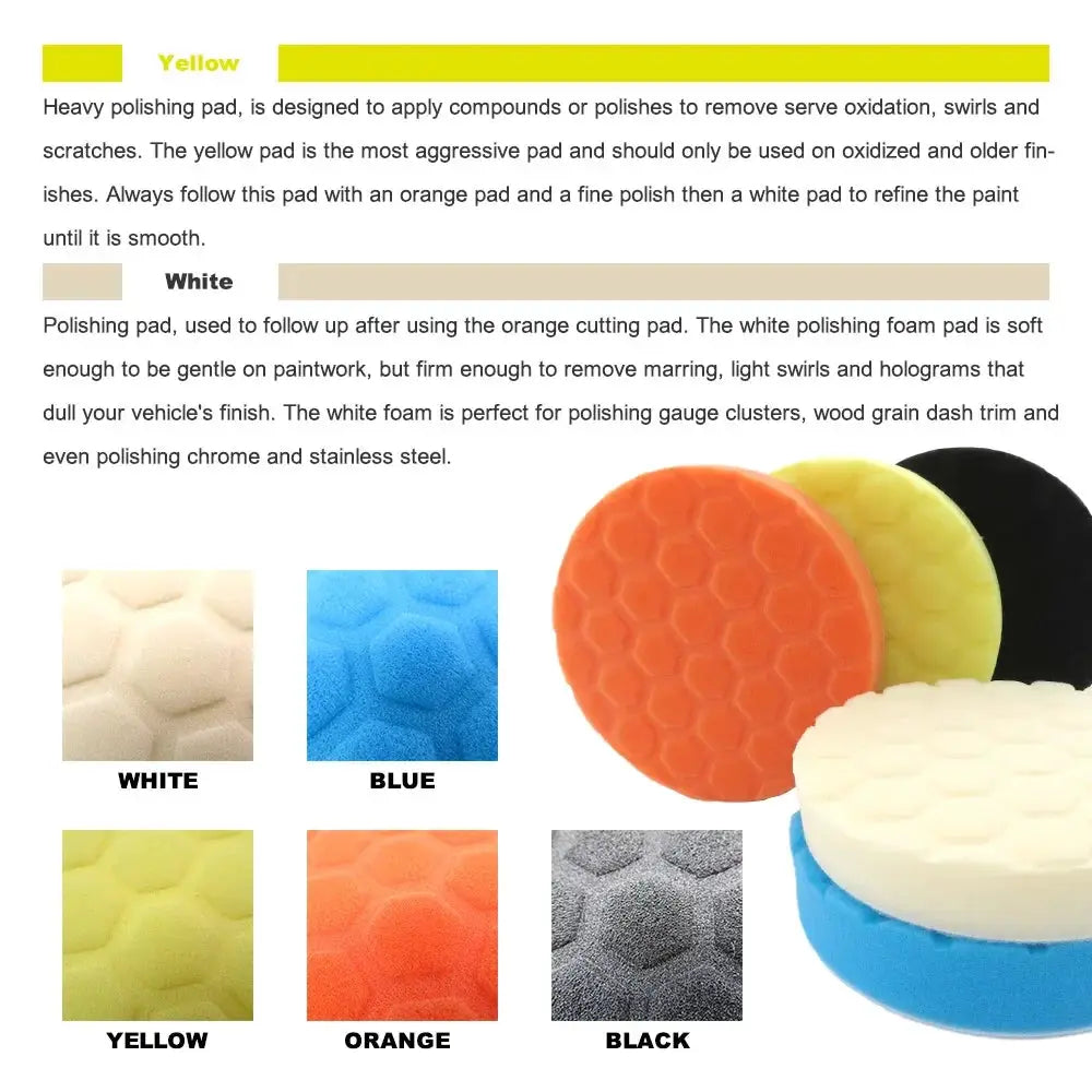 5 Piece Set of Compound Buffing Polishing Pads 3 4 5 6 7 Inch for Car Buffer Polisher Compounding and Waxing