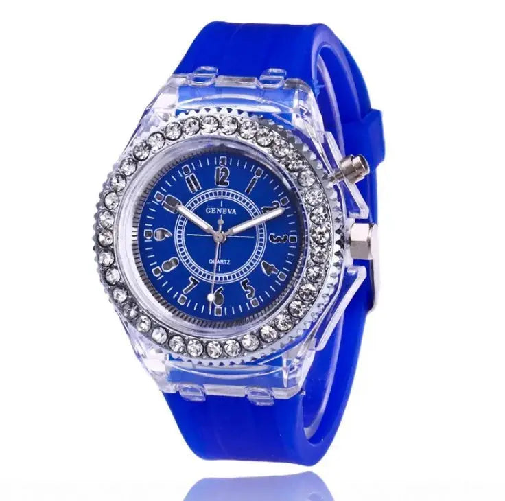 LumiPulse LED Luminous Wristwatch With Rhinestones Silicone Comfort Unisex For Women Men Kids