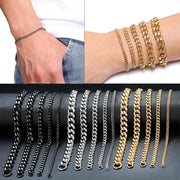 Vnox Stainless Steel Cuban Link Bracelet Unisex Curb Chain for Men and Women with Lobster Clasp