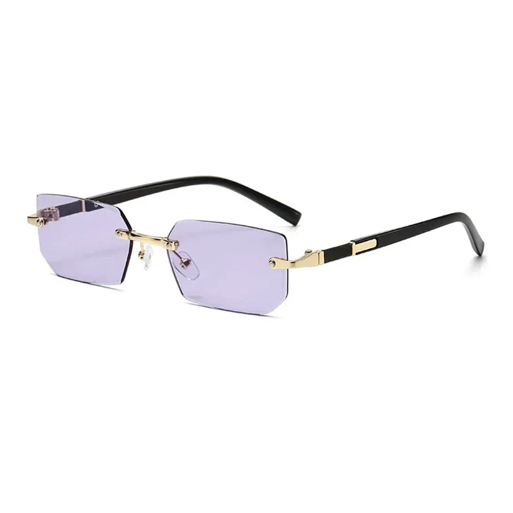 Rimless Edge Rectangle Sunglasses Unisex Frameless Designer Fashion Y2K Vintage Square Sun Glasses