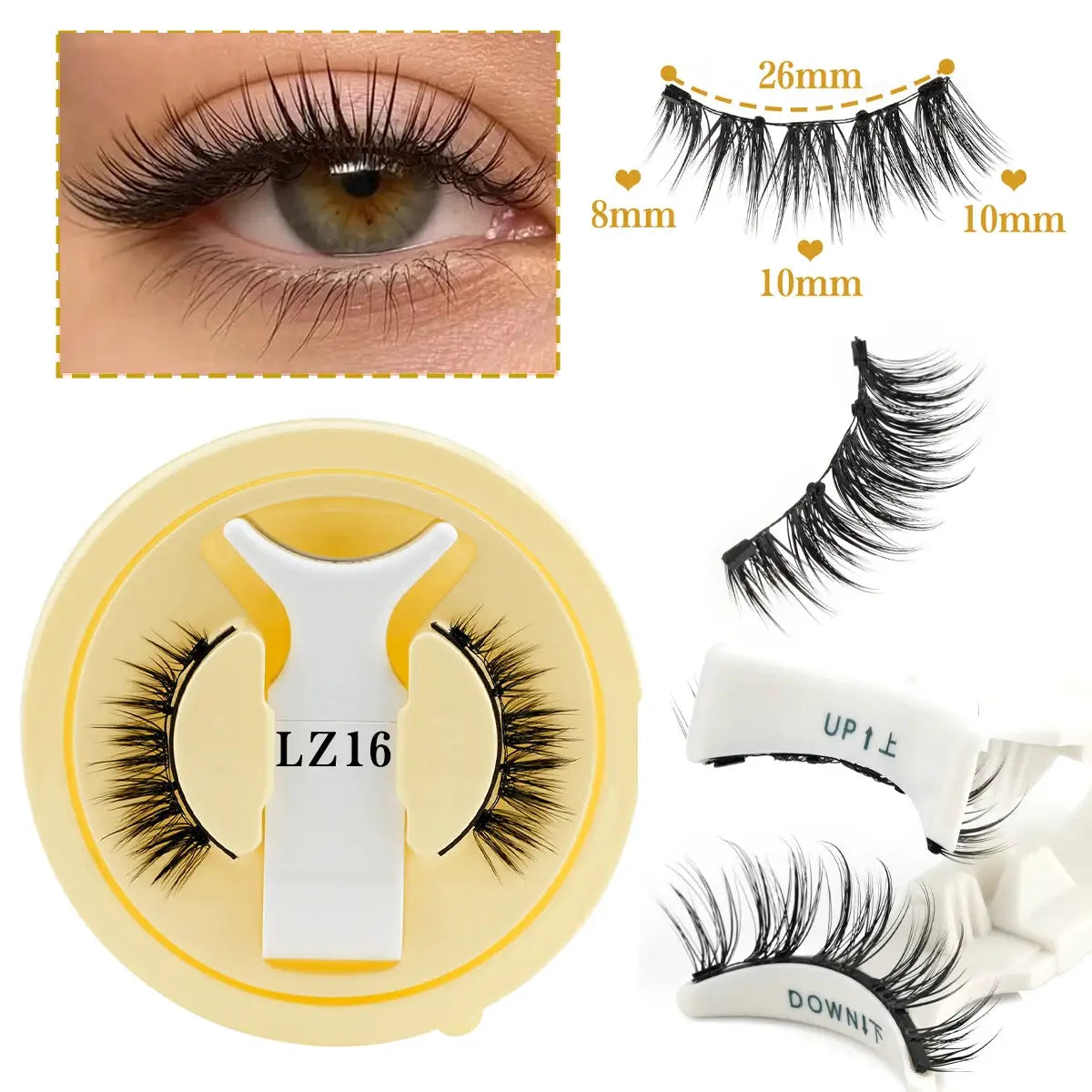 Magnetic Eyelashes Half Pair Handmade 3D Mink Reusable False Eyelashes Set Natural Long Look With Tweezers Tool