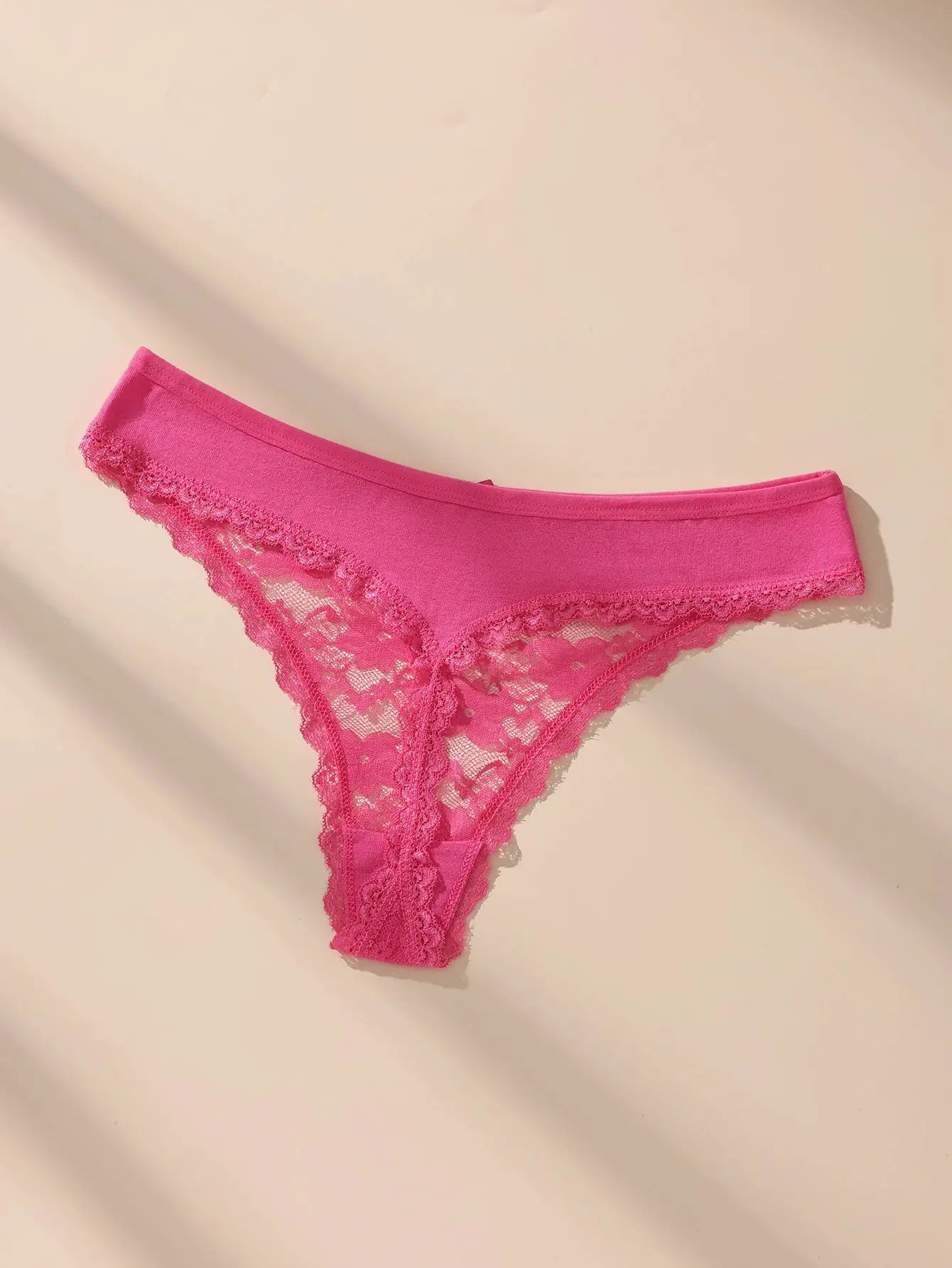 Awesomea pink lace underwear for women, low-rise briefs with breathable stretchy lace trim