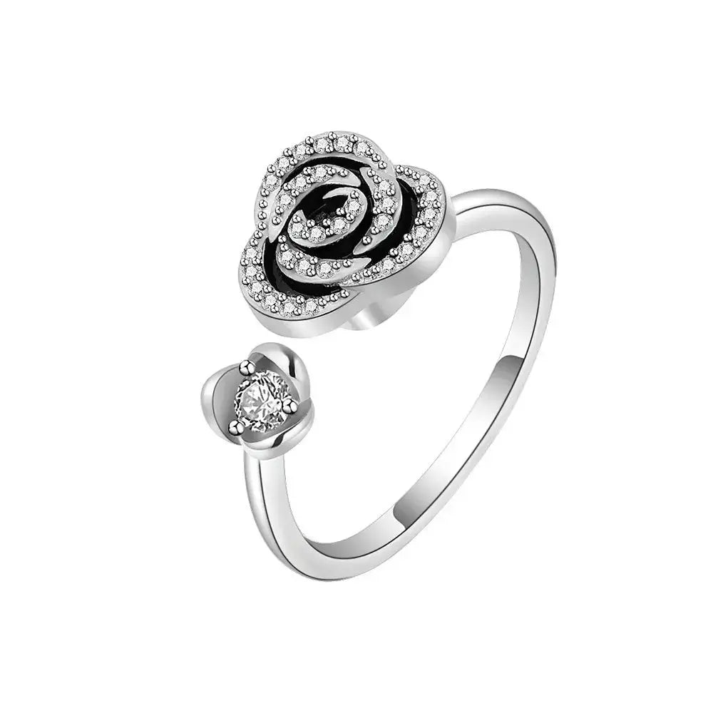 SMJEL Fidget Spinner Ring for Women Crystal Flower Eye Butterfly Animal Motifs Stress Relief Wedding Jewelry