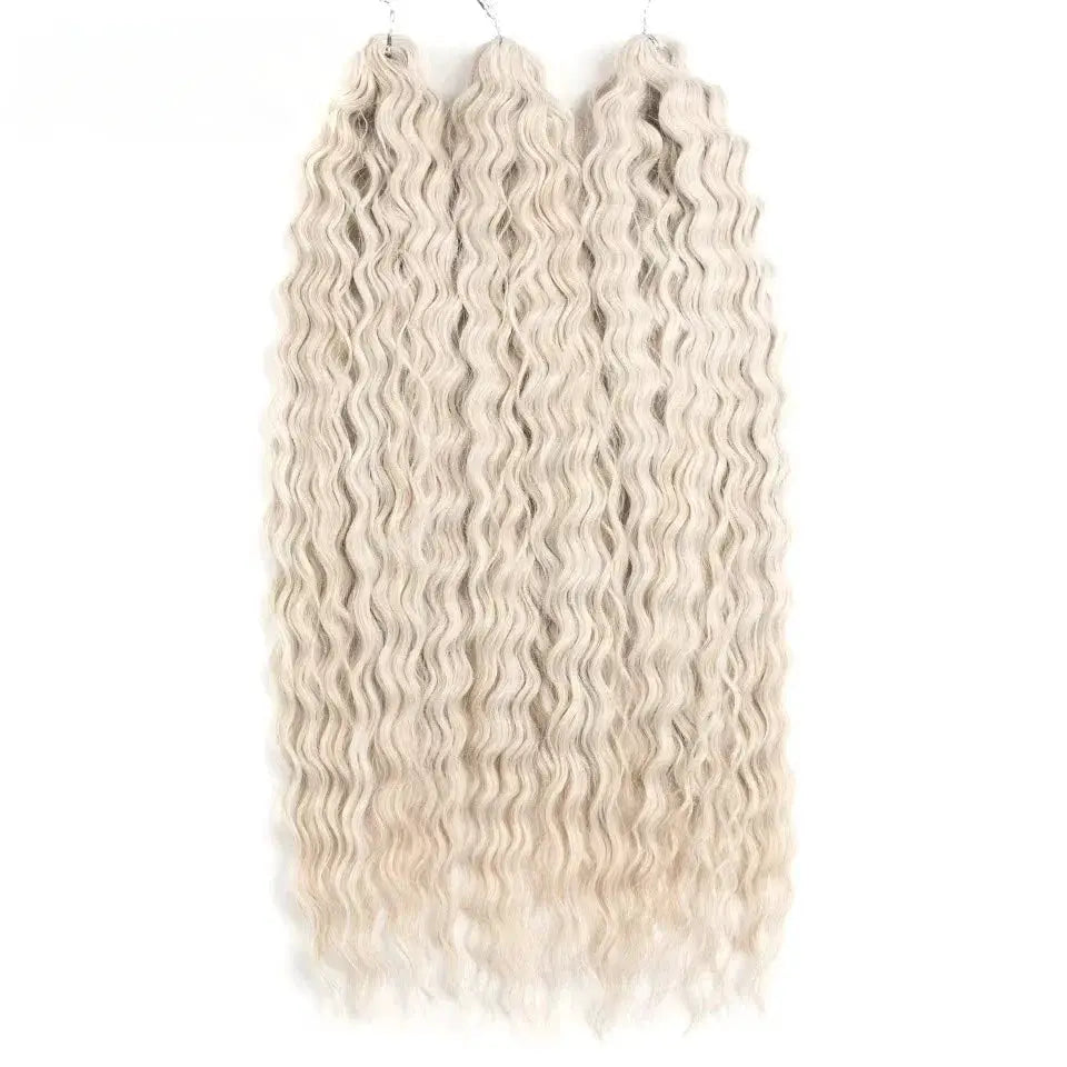 3 bundles of Ariel synthetic twist crochet hair in water wave texture, ombre blonde, 22 inch