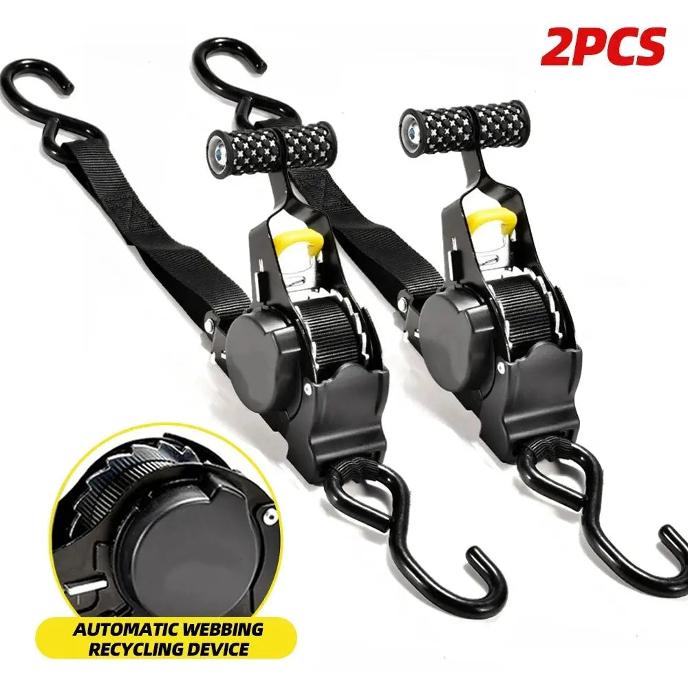 Auto Straps For Cargo Tape Retractable Belts And Ratchet Tensioners For Cars Motorcycles And Luggage