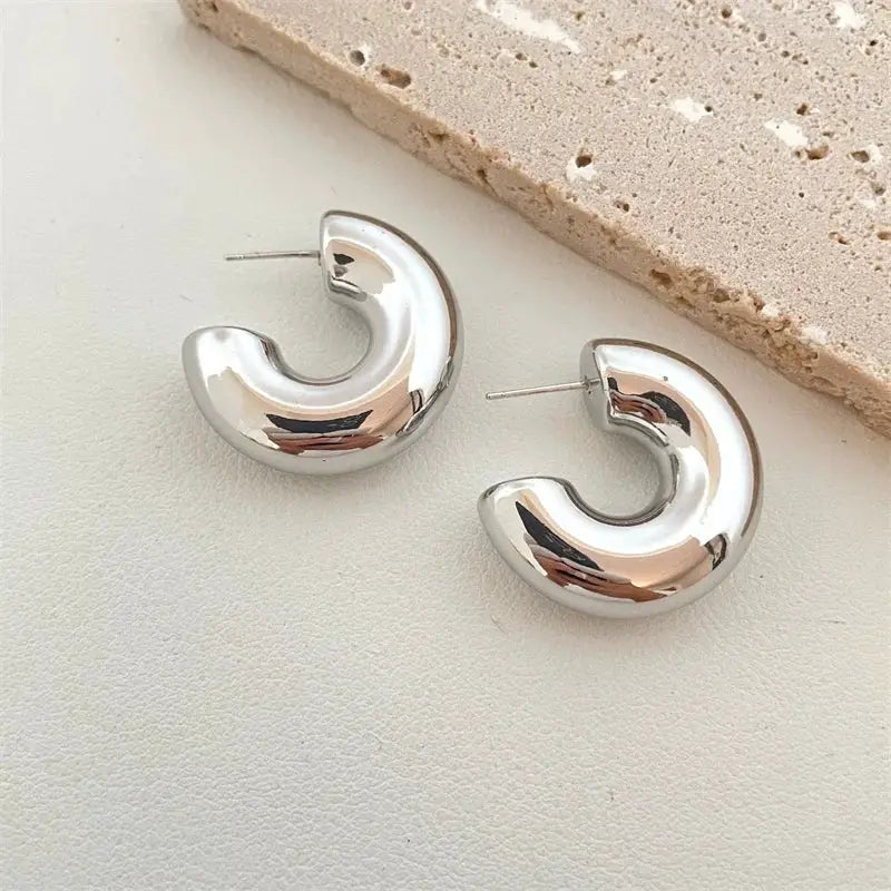 Vintage Chunky Dome Drop Earrings For Women Gold Plated Stainless Steel Teardrop Statement Wedding Jewelry Gifts