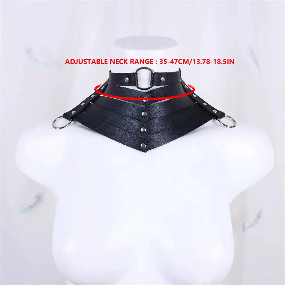 NoirVibe Gothic Leather Choker Necklace With Riveted Straps And Buckle Closure Harajuku Punk Style For Women