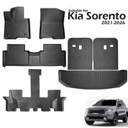 All-weather floor mats and cargo liner kit for Kia Sorento 2021-2026, black TPE with backrest pad
