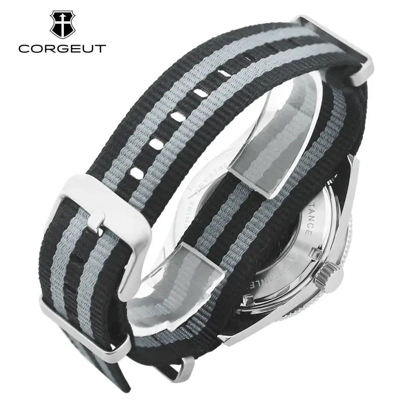 Watch CORGEUT 41mm sapphire glass automatic, luminous dial, 100m water resistance, nylon strap