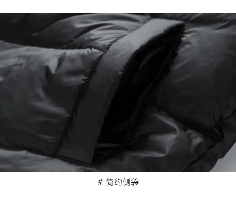 Simples Market men's black 90% white duck down coat with simple side pocket