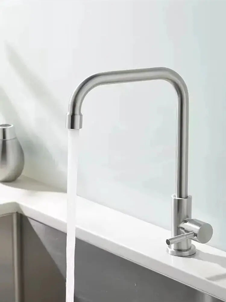 Stainless steel kitchen faucet with single lever, deck-mounted high-arc spout (hose not included)