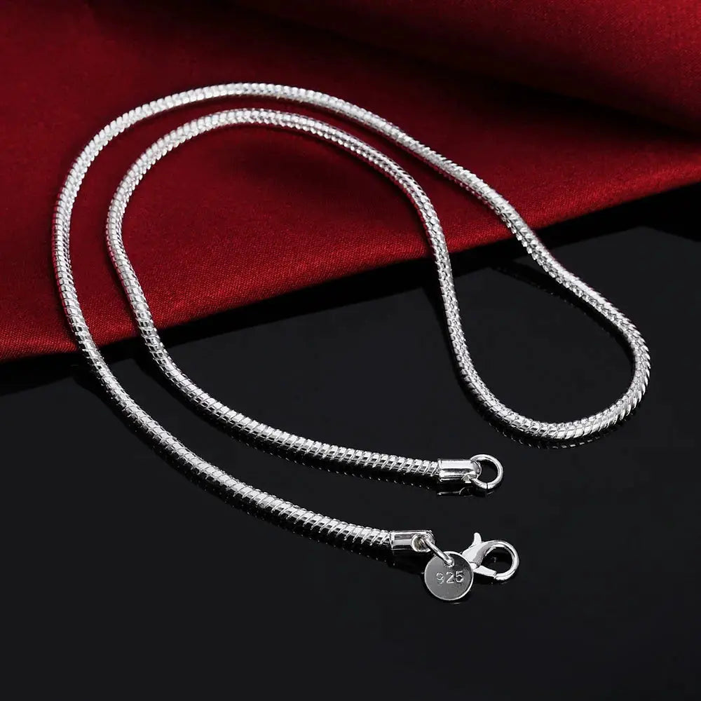925 Sterling Silver Snake Chain Necklace Solid 1mm 2mm 3mm Unisex For Men Women Pendant Free Shipping 40 To 75 cm