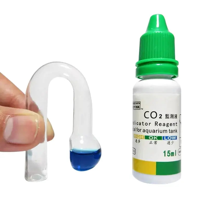 Simples Market aquarium CO2 drop checker with blue liquid and 15ml indicator reagent bottle