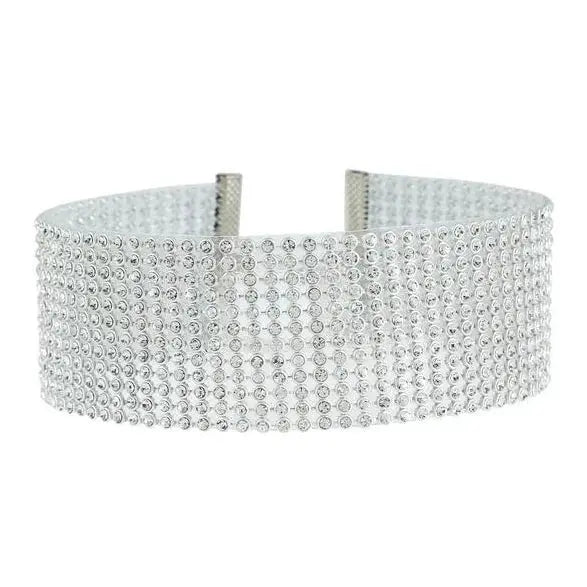 Top Quality Rhinestone Choker Necklace Shiny Punk Hip Hop Style For Women Party Gift Korean Jewelry
