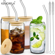 400ml Glass Cup With Wooden Lid And Straw Transparent Beverage Mug For Juice Water Beer Coffee Milk Parties