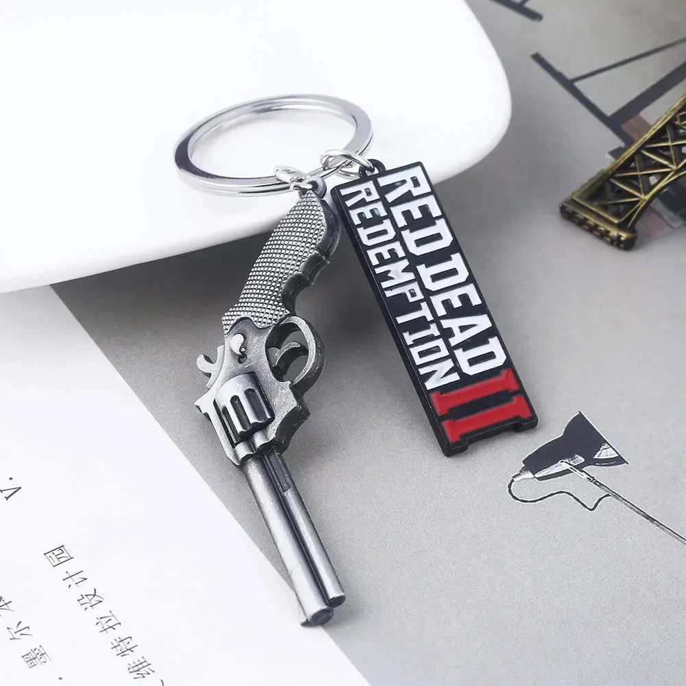 Red Dead Redemption 2 Arthur Morgan Revolver Keyring Keychain Western Fan Gift For Men Women Cosplay Jewelry