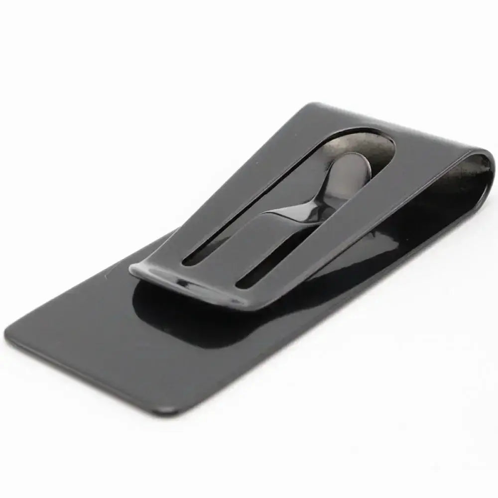Simples Market glossy stainless steel slim money clip wallet in black