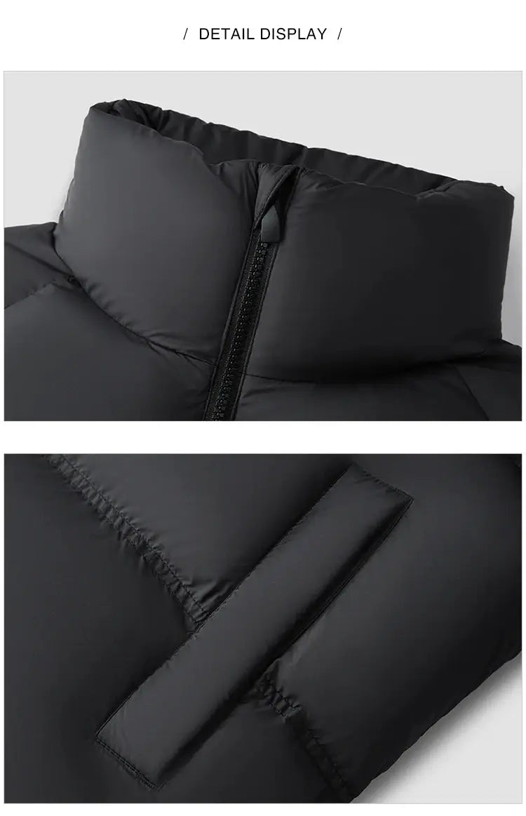Semir down jacket, unisex black short puffer with high collar and front zipper