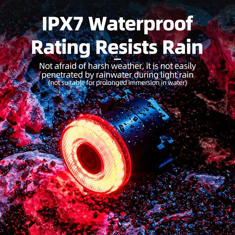 Rockbros Smart Bike Tail Light IPX6 Waterproof Rear Light for Night Riding Type C Rechargeable