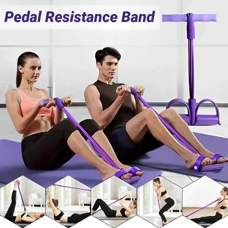 Four Tube Pedal Tensioner Home Fitness Equipment For Yoga Abdominal Strengthening With Elastic Band Tension Rope