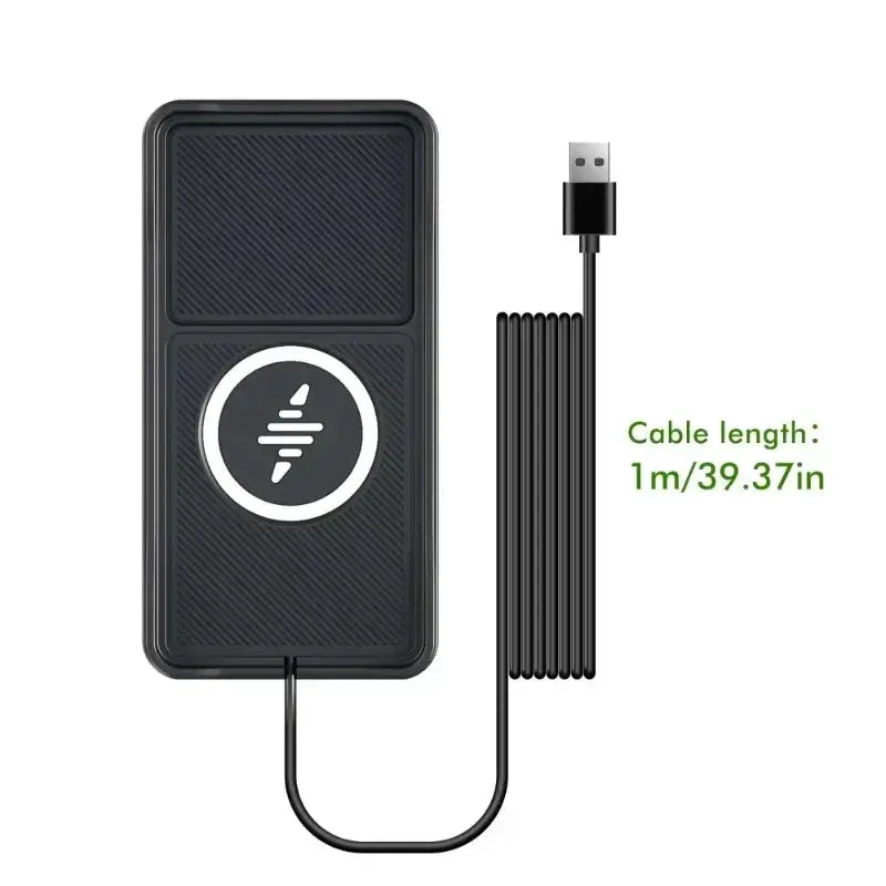 Car wireless charger pad with USB cable, black fast charging station by Simples Market