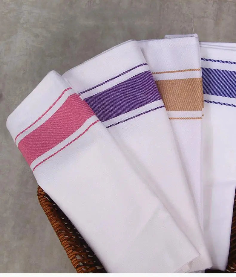 Simples Market cotton European kitchen towel placemats, set of 4 with pink, purple, beige and blue striped borders