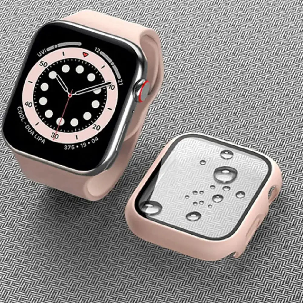 Tempered Glass+Case For Apple Watch 38mm 40mm 41mm 42mm 44mm 45mm 46mm Screen Protector Protective Cover iWatch 10 8 7 9 6 SE 5