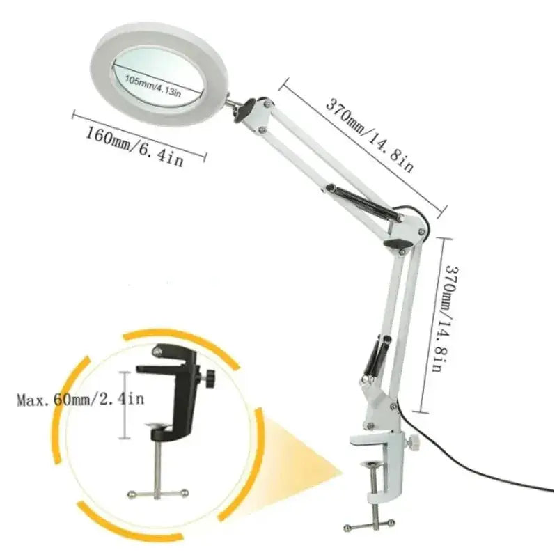 72 LED Illuminated Magnifier 8X 10X Magnification USB Desk Lamp With 3 LEDs For Soldering Repair Crafting And Beauty