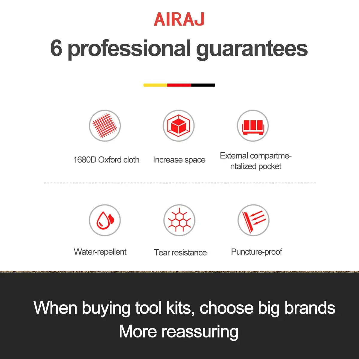 AIRAJ multifunctional tool bags; 1680D Oxford cloth, waterproof and wear-resistant, high-capacity storage by Simples Market