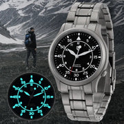 BERNY Titanium Watch by Simples Market; titanium bracelet, AR coating sapphire dial, luminous, 5ATM waterproof.