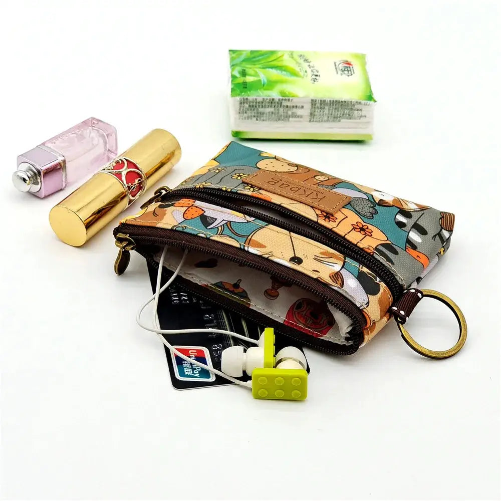 Cute Animals Wallet Zipper Purse Cartoon Patchwork Compact Lightweight Waterproof Wear Resistant Durable