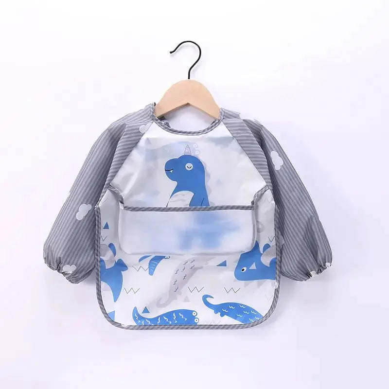Waterproof EVA Full Sleeve Baby Bibs For Kids Long Sleeve Feeding Smock Apron Eating Breastplate Infant Clothing