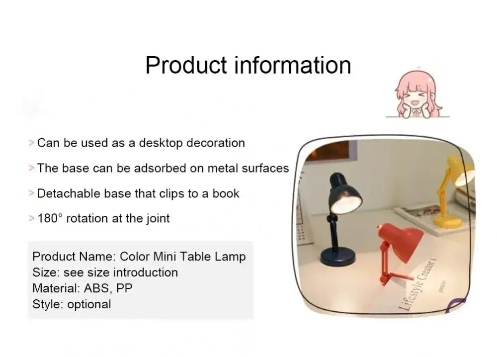 Mini book light with clip LED desk lamp by Simples Market; two black and red foldable lamps with 180° rotation.