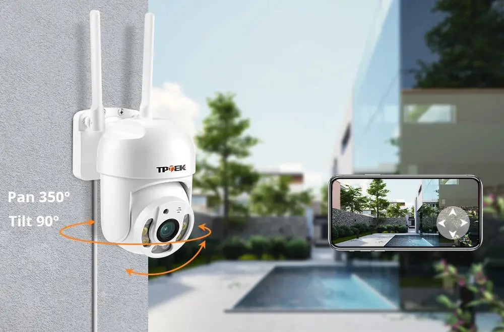4MP PTZ WiFi outdoor IP camera by Simples Market, white, wall-mounted with 4x digital zoom