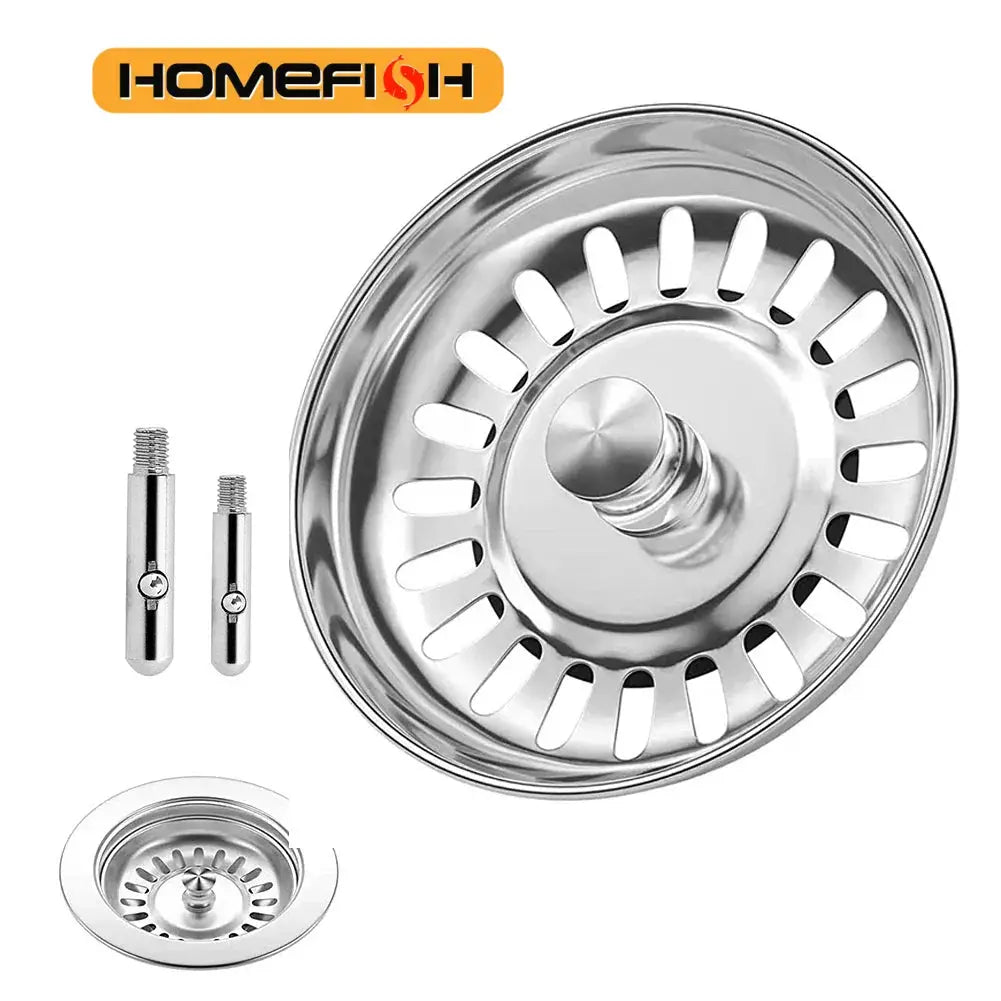 Premium Stainless Steel Kitchen Sink Strainer Waste Plug Replacement Basin Drain Filter 80mm 82mm 84mm with Fixing Pin