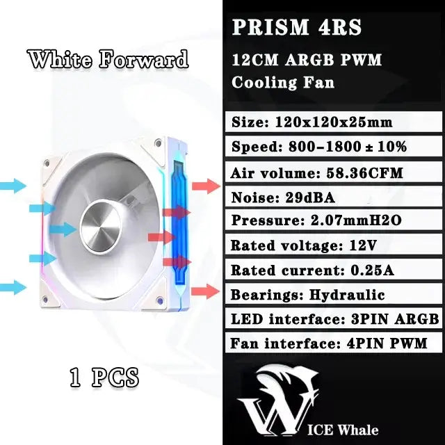 LDPCSJ Prism 4RS 120mm ARGB PC Case Fan with Infinity Mirror, PWM, white finish by Simples Market