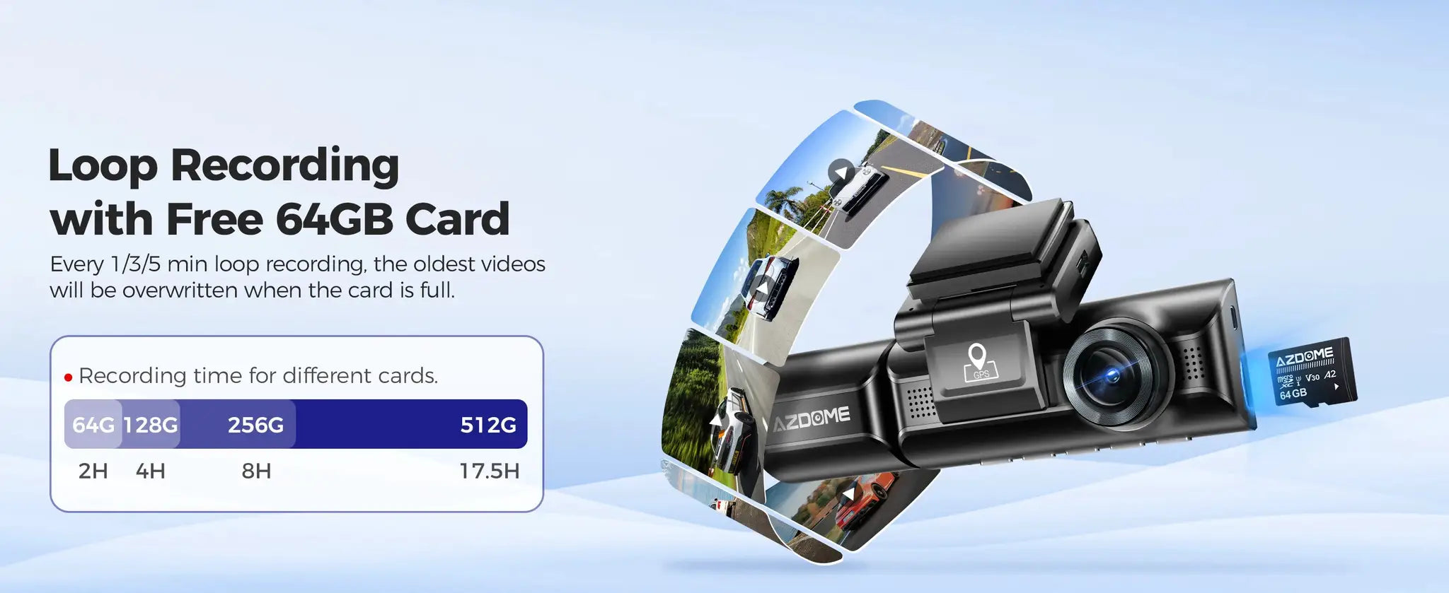 AZDOME M550 Max dash cam with built-in GPS, WiFi and 64GB card included