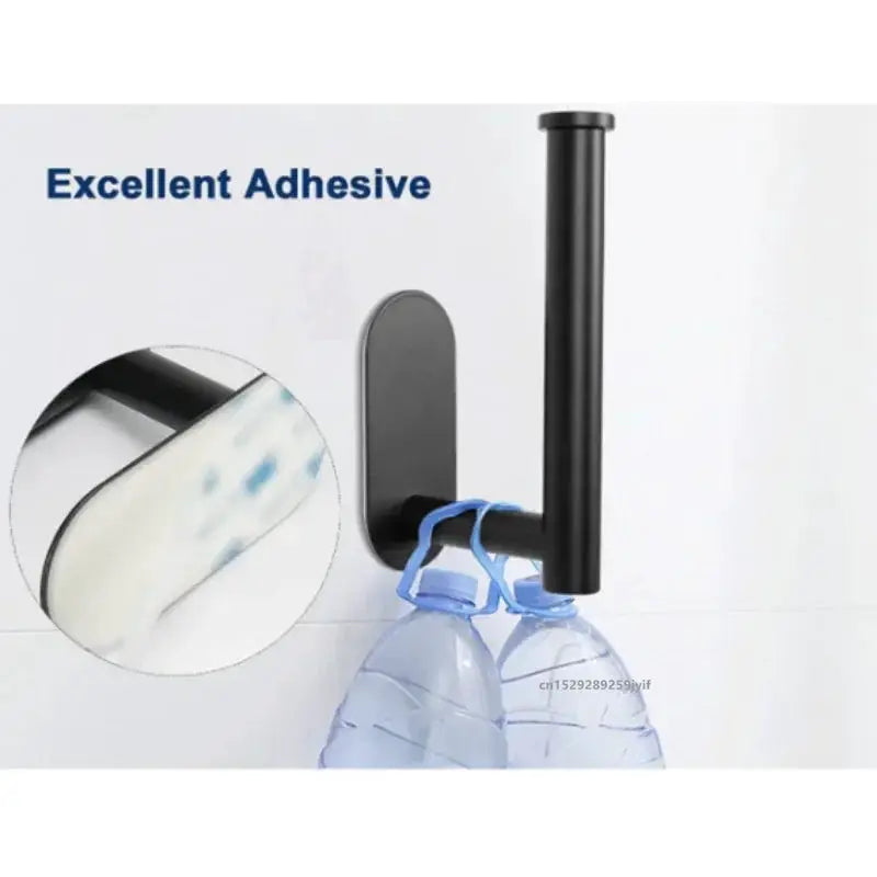 Black SUS304 stainless steel toilet paper holder, self-adhesive wall mount for bathroom and kitchen; Simples Market