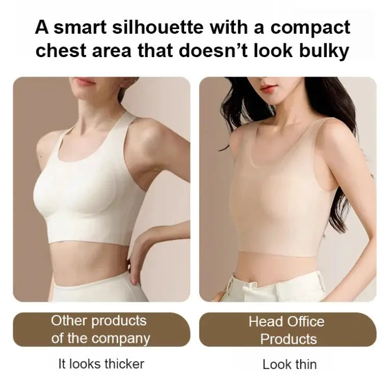 Two seamless shapewear tops in white and nude with wide shoulder straps
