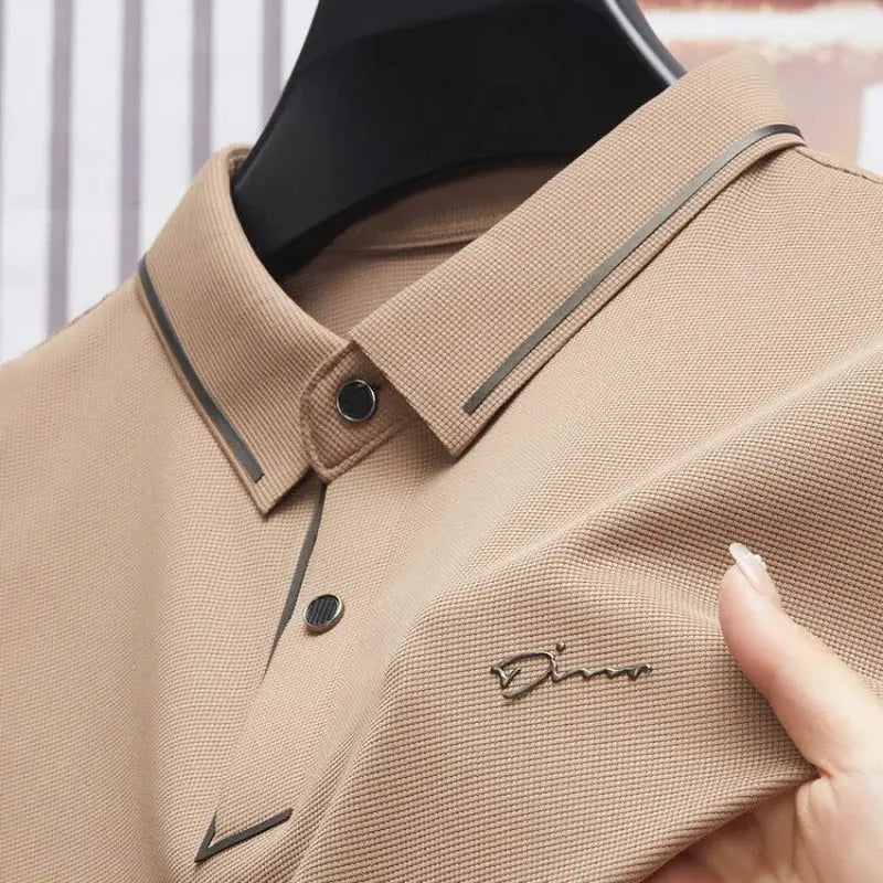 Men's beige polo shirt with gray piping by Simples Market