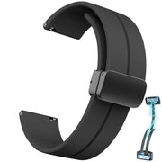 Silicone watch strap 20/22mm in black with magnetic buckle for Samsung Galaxy Watch and Huawei GT.