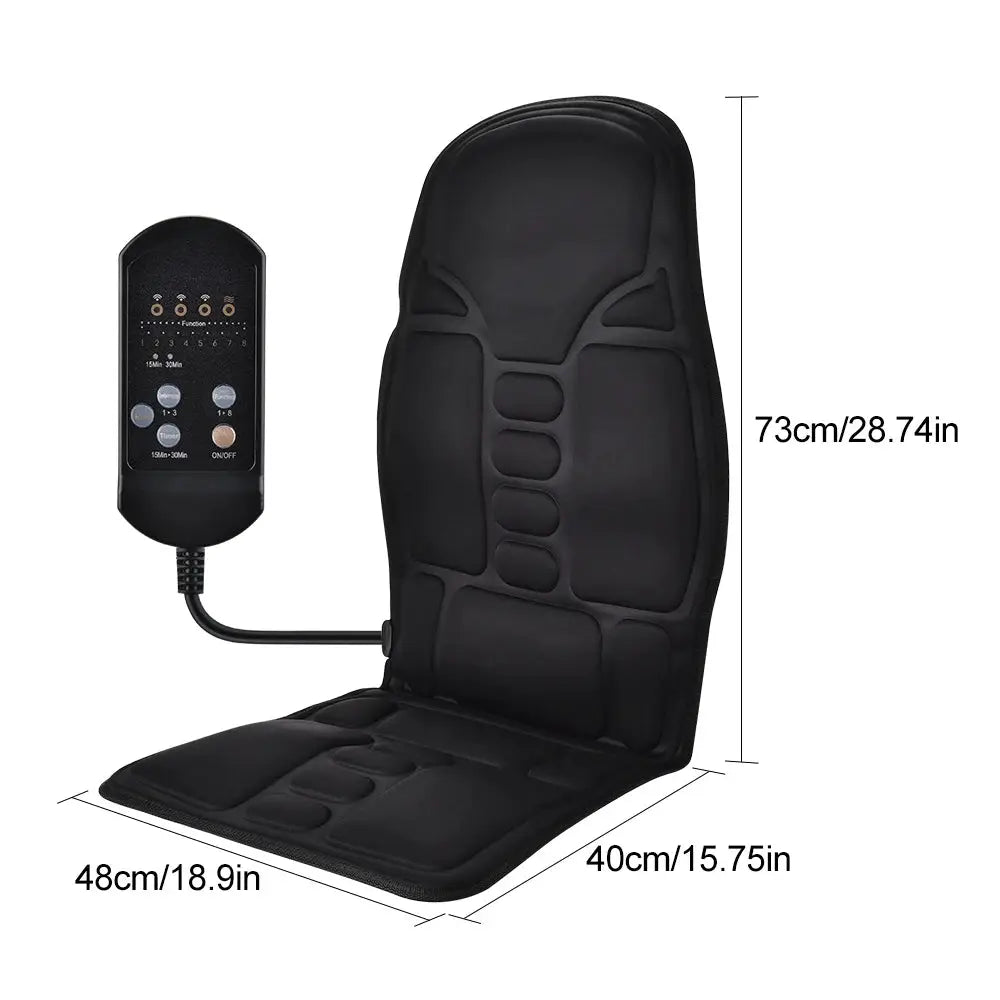 Massager chair pad by Simples Market with remote, black electric heating and vibrating neck/back cushion for car/home use