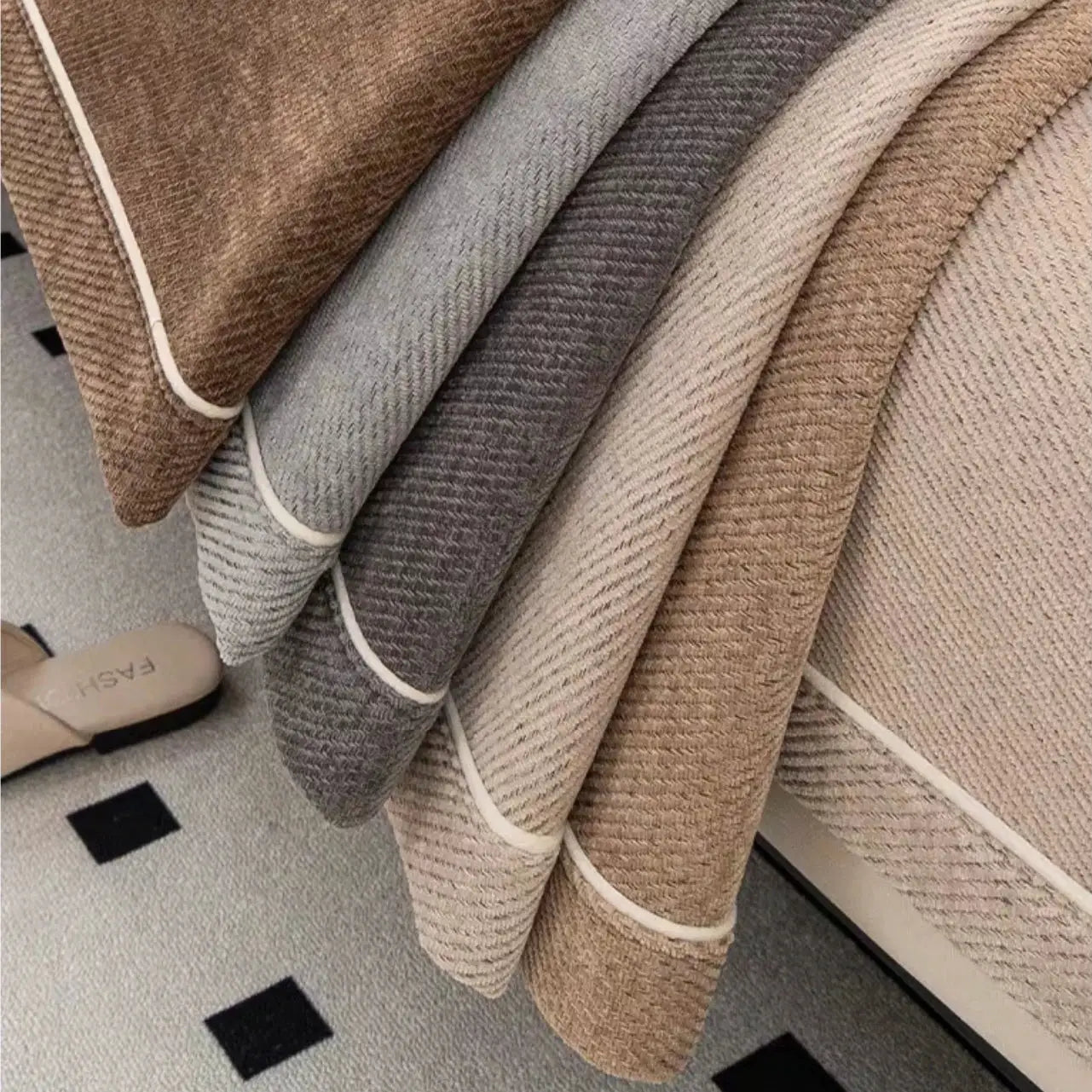 Heavy non-slip sofa protector Classic in chenille; thick covers in beige gray taupe brown (5 colors)