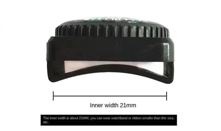 Simples Market compact outdoor compass with 21mm strap width, black housing for camping, hiking, and orienteering.