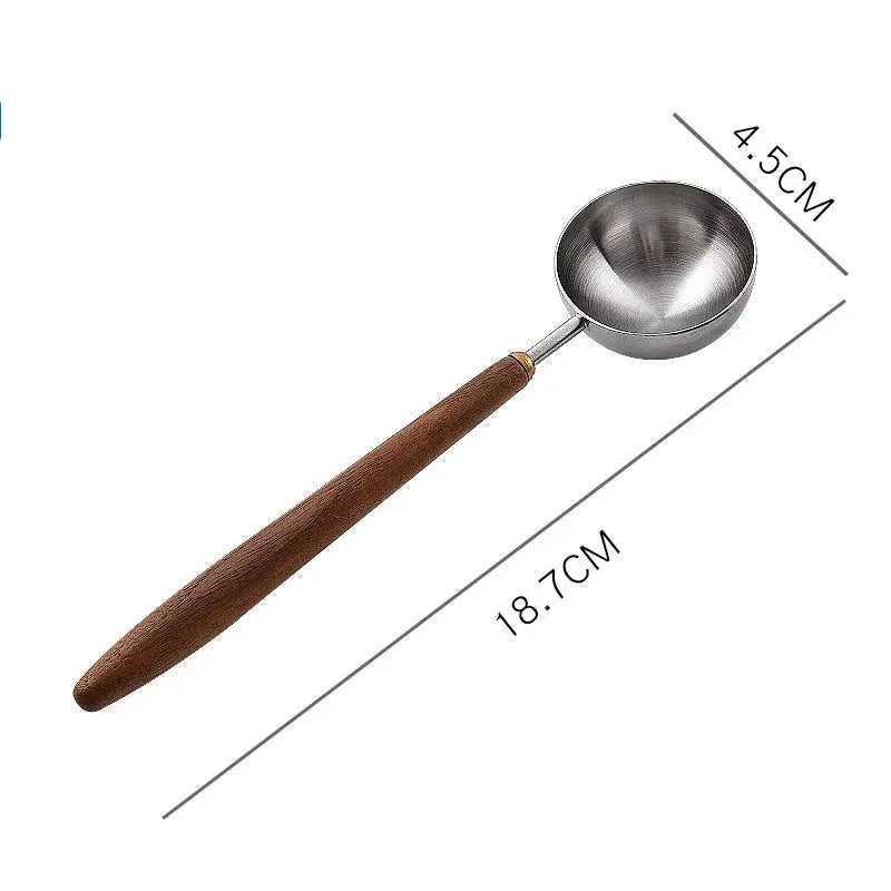 25ml Stainless Steel Coffee Scoop With Walnut Wood Long Handle