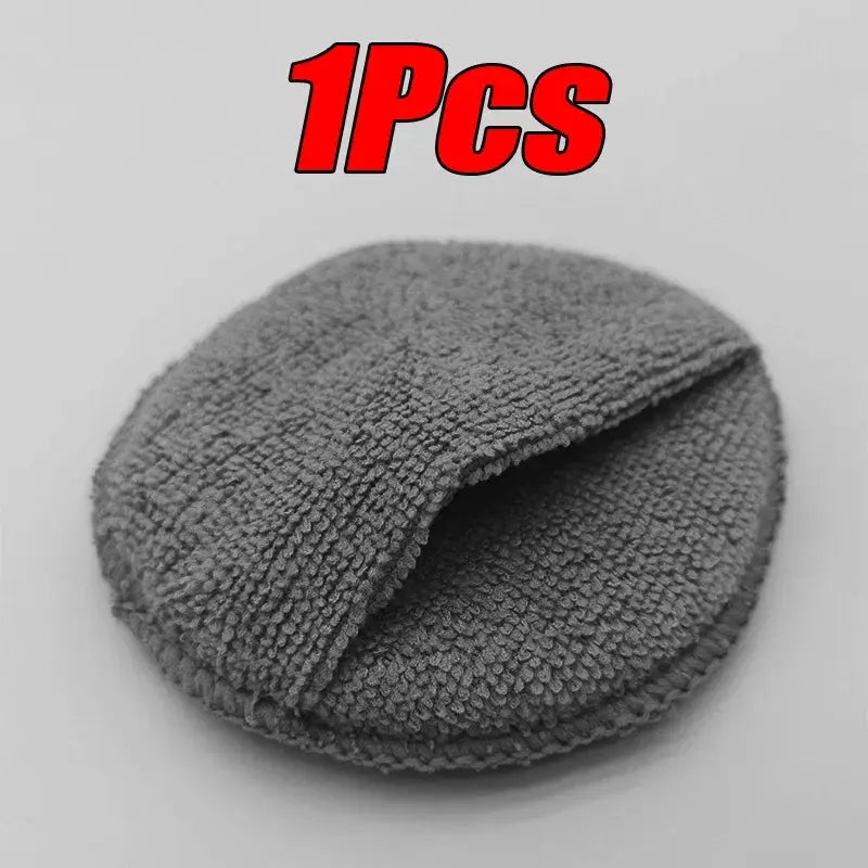 Round grey microfiber car detailing applicator pad, 1pc sponge for waxing and polishing