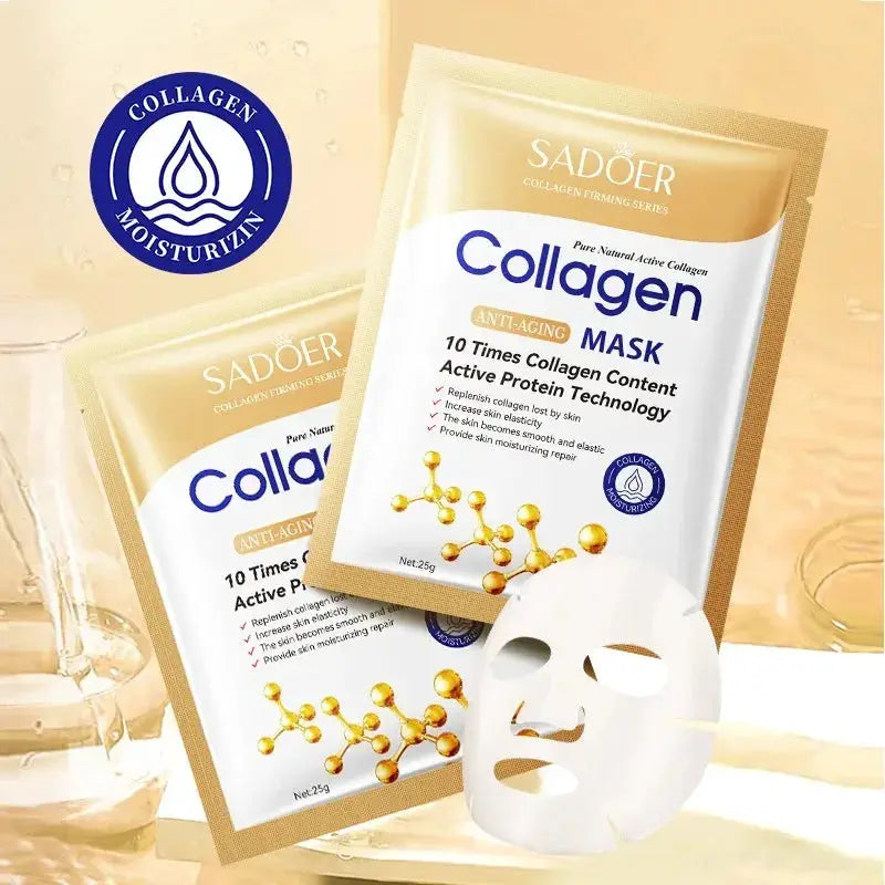 SADOER Collagen Face Mask Sheet Mask For Firming Moisturizing Repair And Brightening Skincare 5 10 20 30 Count